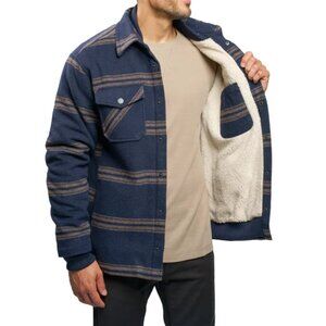 Jachs Men’s Sherpa-Lined Wool Blend Shirt Jacket-Heavyweight, Warm Flannel